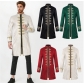 New Halloween Men's Coat Solid Color Fashion Steampunk Retro Stand Collar Uniform Performance