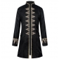 New Halloween Men's Coat Solid Color Fashion Steampunk Retro Stand Collar Uniform Performance