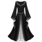 2025 New European and American Medieval Retro Lace Dress Gothic Trumpet Sleeve Dress Stage Performance Clothes