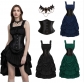 New European and American Halloween dark Gothic lace suspenders sexy dress Desirable and fairy drawstring skirt for women