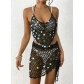 Women's holiday beach suit cross-border European and American women's clothing sequin stitching pure hand hook bikini two-piece blouse