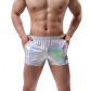 Sexy men's underwear shorts youth gold-stamped imitation leather elastic waistband ice silk loose large size boxer shorts men