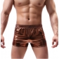 Sexy men's underwear shorts youth gold-stamped imitation leather elastic waistband ice silk loose large size boxer shorts men