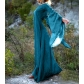 New party long-sleeved round neck belt ladies dress Halloween women's dress long skirt