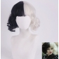 cos wig 101 loyal dogs Cruella de Vil Cruella black and white witch color matching short curly hair