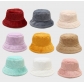Hot sale pure color simple imitation rabbit fur fisherman hat autumn and winter outdoor warm plush bucket hat