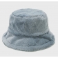 Hot sale pure color simple imitation rabbit fur fisherman hat autumn and winter outdoor warm plush bucket hat