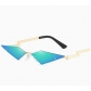 New fashion frameless sunglasses for women European and American personality color film street shooting sunglasses metal sunglasses