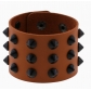 European and American punk non-mainstream exaggerated black conical spike rivet three-row leather wide bracelet bracelet wrist bracelet