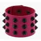 European and American punk non-mainstream exaggerated black conical spike rivet three-row leather wide bracelet bracelet wrist bracelet