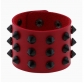 European and American punk non-mainstream exaggerated black conical spike rivet three-row leather wide bracelet bracelet wrist bracelet