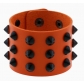 European and American punk non-mainstream exaggerated black conical spike rivet three-row leather wide bracelet bracelet wrist bracelet