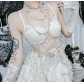 Irregular suspender top dark new sexy lace slim vest top gothic style