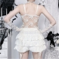 Irregular suspender top dark new sexy lace slim vest top gothic style