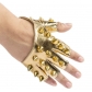 Half Finger Gloves Men and Women Punk Street Dance Rivet Half Finger Leather Gloves Fingerless Stage Performance Breakdance Gloves (9.3cm Men)