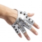 Half Finger Gloves Men and Women Punk Street Dance Rivet Half Finger Leather Gloves Fingerless Stage Performance Breakdance Gloves (9.3cm Men)