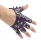 Half Finger Gloves Men and Women Punk Street Dance Rivet Half Finger Leather Gloves Fingerless Stage Performance Breakdance Gloves (8cm Women)