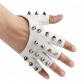 Half Finger Gloves Men and Women Punk Street Dance Rivet Half Finger Leather Gloves Fingerless Stage Performance Breakdance Gloves (9.3cm Men)