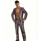 Men's sequined gold-stamped suit disco cos party stage nightclub shiny cool performance suit