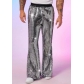 2025 Summer New European and American Sequin Silver Flared Trousers Stage Performance Casual Pants
