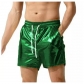 2025 European and American men's bright leather shorts men's casual three-color shorts men's beach casual pants
