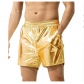 2025 European and American men's bright leather shorts men's casual three-color shorts men's beach casual pants