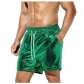 2025 European and American men's bright leather shorts men's casual three-color shorts men's beach casual pants