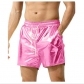 2025 European and American men's bright leather shorts men's casual three-color shorts men's beach casual pants