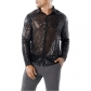 Men's long sleeve performance clothing scale shirt long sleeve collar 70s disco party