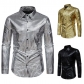 2025 new checkered gold-stamped stage costume banquet fashion men's long-sleeved shirt