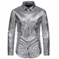 2025 new checkered gold-stamped stage costume banquet fashion men's long-sleeved shirt