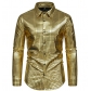 2025 new checkered gold-stamped stage costume banquet fashion men's long-sleeved shirt