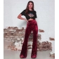 Spring and autumn women's pants, European and American women's new flared pants, high waist gold velvet casual wide leg pants