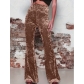 Spring and autumn women's pants, European and American women's new flared pants, high waist gold velvet casual wide leg pants