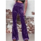 Spring and autumn women's pants, European and American women's new flared pants, high waist gold velvet casual wide leg pants