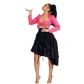 European and American women's new fashion trend casual solid color all-match high waist drawstring pleated irregular skirt