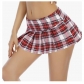 Plaid miniskirt sailor suit cheerleading performance a-line miniskirt high waist American style half-length pleated skirt