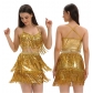 New European and American adult female Latin dance sequined tassel skirt dance stage performance costume sexy suspender skirt suit
