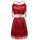 New European and American adult female Latin dance sequined tassel skirt dance stage performance costume sexy suspender skirt suit
