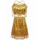 New European and American adult female Latin dance sequined tassel skirt dance stage performance costume sexy suspender skirt suit