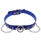 European and American original new punk exaggerated rivet big O ring chain PU leather collar necklace