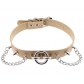 European and American original new punk exaggerated rivet big O ring chain PU leather collar necklace