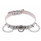 European and American original new punk exaggerated rivet big O ring chain PU leather collar necklace