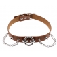 European and American original new punk exaggerated rivet big O ring chain PU leather collar necklace