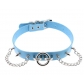European and American original new punk exaggerated rivet big O ring chain PU leather collar necklace
