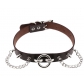 European and American original new punk exaggerated rivet big O ring chain PU leather collar necklace