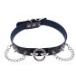 European and American original new punk exaggerated rivet big O ring chain PU leather collar necklace