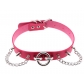 European and American original new punk exaggerated rivet big O ring chain PU leather collar necklace