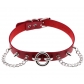 European and American original new punk exaggerated rivet big O ring chain PU leather collar necklace