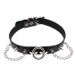 European and American original new punk exaggerated rivet big O ring chain PU leather collar necklace